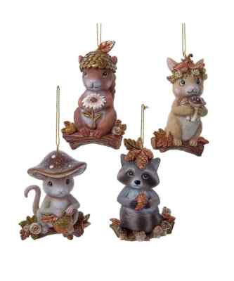 Set of 4 Brown & Copper FOREST ANIMAL Christmas Ornaments, by Kurt Adler