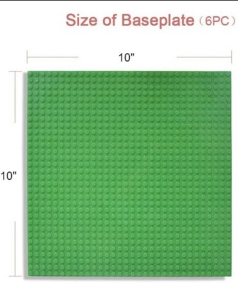 Self Adhesive Building  Baseplates 10 Inch x 10 Inch Green 6 Pack  Compatible wi