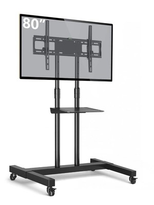 Mobile TV Stand Rolling TV Cart Floor Stand with Mount on Lockable Wheels
