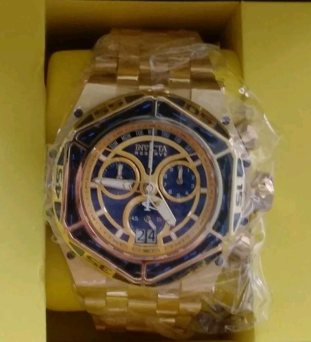 Pre-owned Invicta Reserve Carbon Hawk Khaki Blue Dial Men's Watch 38927