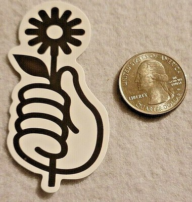 Hand Holding A Single Flower Super Cute Simple Monochrome Great Sticker Decal 