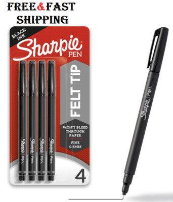 SHARPIE Felt Tip Pens, Fine Point (0.4mm), Black , 4 Count