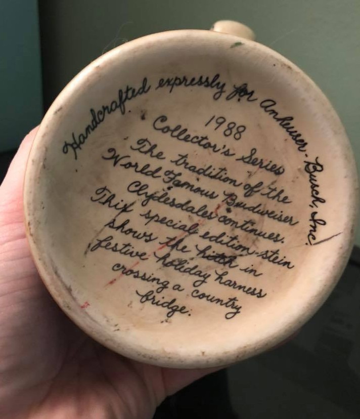 1988 Budweiser Mug Beer Stein hand crafted Anheuser Busch