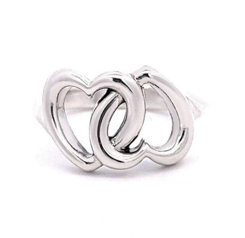 JAMES AVERY STERLING SILVER LINKED HEARTS RING SIZE 6.5