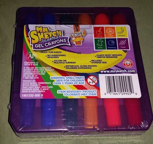 2 Mr Sketch Scented Twistable Gel Crayon sets 6 Assorted Colors IN case FREE S/H