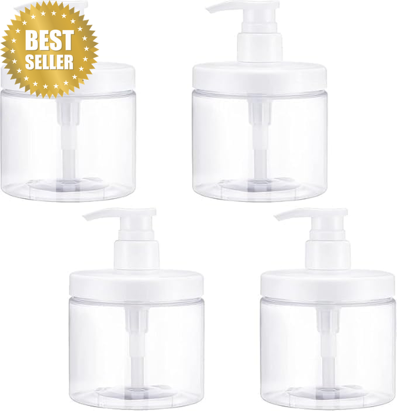 4-Piece Cosmetic Water Bottle, Plastic Pump, Bottled Dispenser, 500Ml, Shampoo a