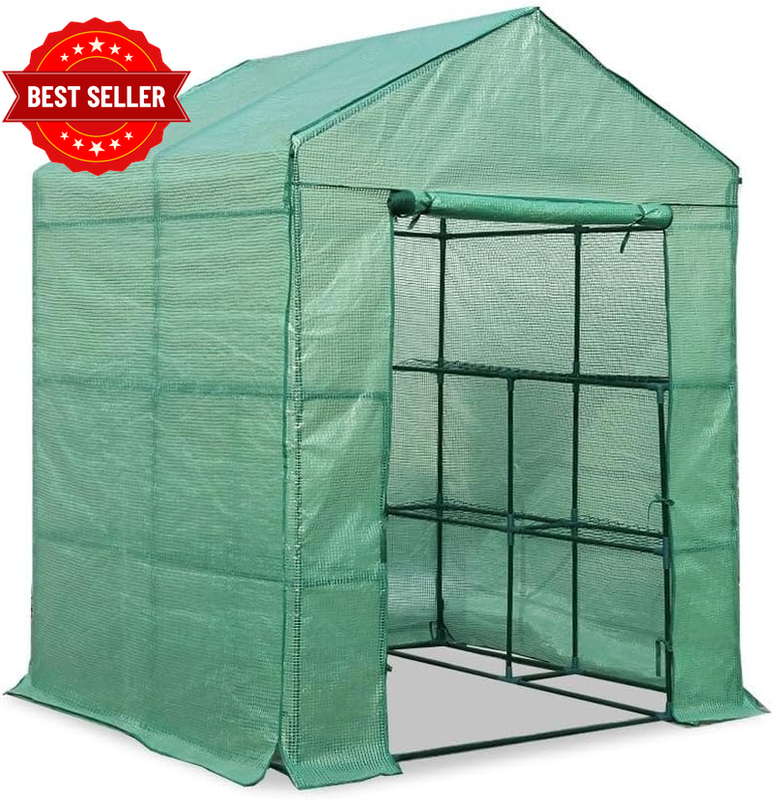 Greenhouse Walk-In Tunnel 8 Shelves Garden Shed 1.4X1.55X2M
