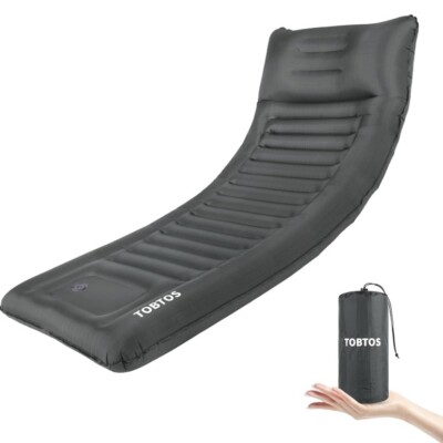 TOBTOS Self Inflating Camping Sleeping Pad + Pillow Thick 6 Inch Ultralight Bed
