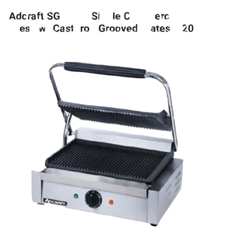 Adcraft Stainless Grooved Plate Panini Cuban Sandwhich Grill Single  Sg-811eb 