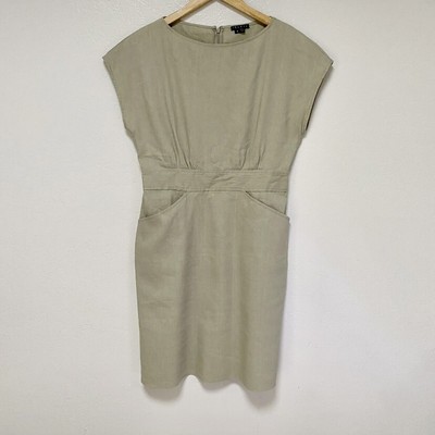 Theory Dress Anderson Shellback Size 8 Linen Blend Boat Neck