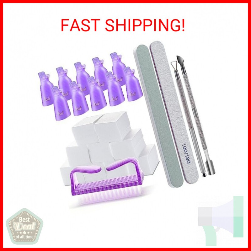 Gel Nail Polish Remover Kit: 10 Pcs Nail Clips, 400 Pcs Lint Free Nail Wipes, Na