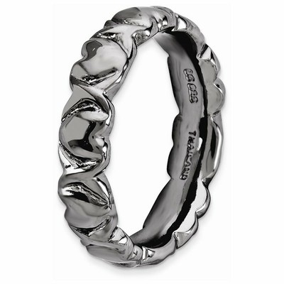 Goldia Sterling Silver Stackable Expressions Black-Plated Hearts Ring