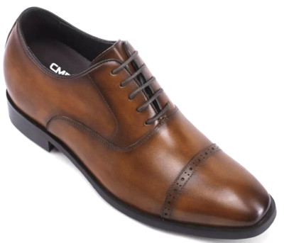 CHAMARIPA 7cm/2.7'' Elevator Shoes Men brown height increaseOxford Dress~11.5/44