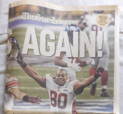 2012 New York Giants Super Bowl XLV Star Ledger New Paper 7 18 10