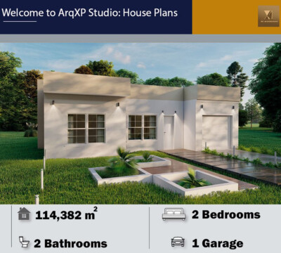 Contemporary House  114 m2 - 2 Bedrooms-  2 Bathrooms - Plan PDF