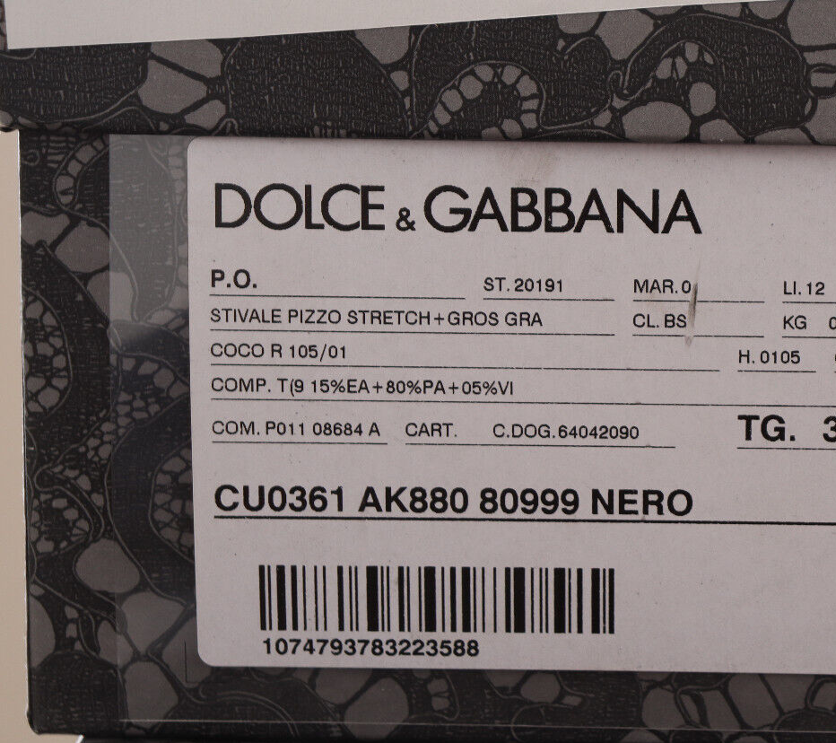 

DOLCE - GABBANA Обувь Черные эластичные носки Таормина Кружевные сапоги EU38.5 / US8 1200 долларов США, Черный
