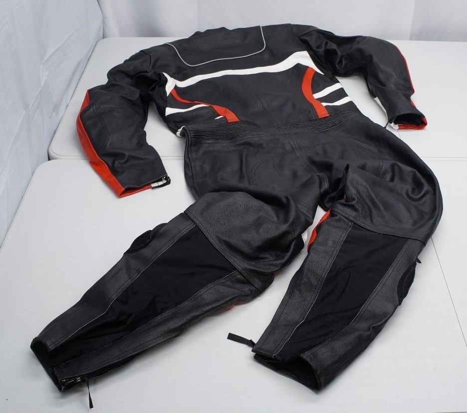 Echtes Leder Mens 44 Black Full Body Leather Armoured Padded Racing Suit