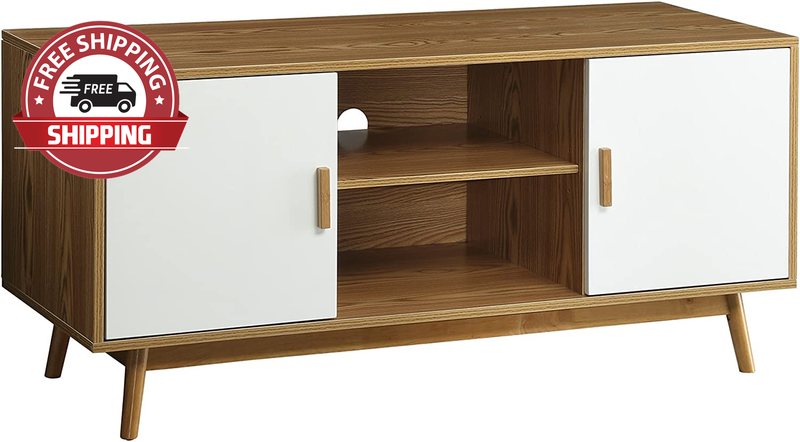 Oslo TV Stand, Woodgrain / White