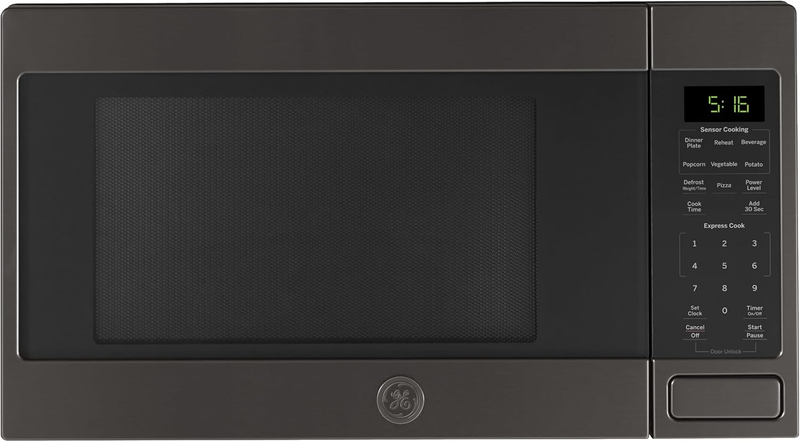 GCST16S1WTS Microwave Oven, 1,150-Watt 8 Auto Cooking Settings, Child-Lock Technology, Kitchen Essentials for the Countertop, Dorm Room or Apartment, 1.6 Cu. Ft, Black Stainless