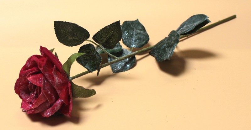 Kunstpflanze Rose Vereist 65 Cm Rot GrÃ¼N Glitzer Zweig Kunstrose KÃ¼Nstlich Deko