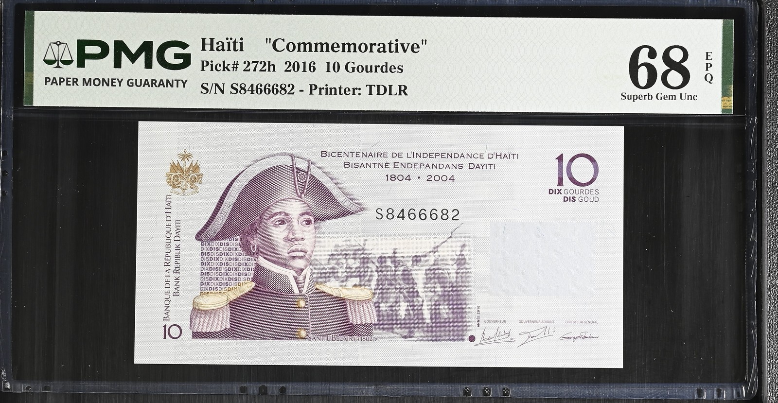 Haiti 10 Gourdes 2016 P 272 h Superb Gem UNC PMG 68 EPQ