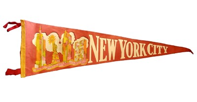 Vintage New York City Landmarks Souvenir Felt Pennant 26''