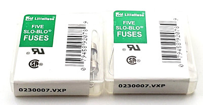 Lot of 10 Littelfuse 2AG Pigtail 230007 125V 7 Amp Glass Fuses 5x15 mm Slow Blow