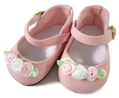 Gorgeous Pink Dress Shoes with Rosebuds for 18quot American Girl Doll Clothes