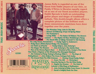 JAMES KELLY, PADDY O'BRIEN & DAITHI SPROULE TRADITIONAL MUSIC OF IRELAND NEW CD