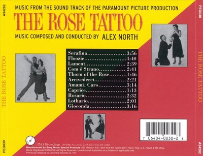 ALEX NORTH ROSE TATTOO [ORIGINAL SOUNDTRACK] NEW CD