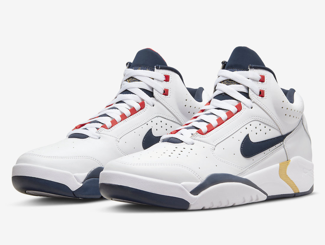 

Мужские кроссовки Nike Air Flight Lite Mid Olympic USA белые темно-синие золотые DJ2518-102 размер 13, Белый, Nike Air Flight Lite