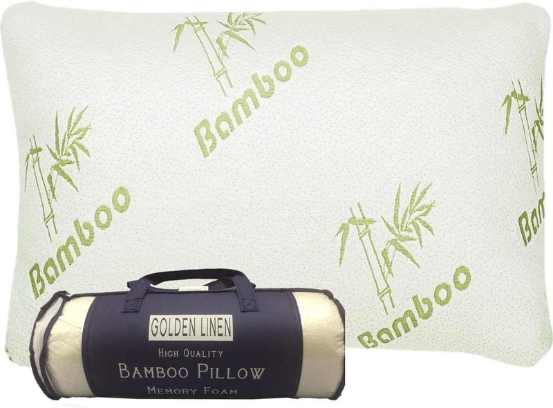 Bamboo Pillow Memory Foam - Stay Cool Removable Cover with Zipper - Hotel Qualit