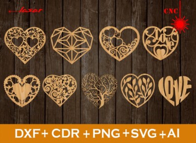 Heart Svg, Valentine Svg, Love Svg, Set of 9 heart Svg, Vector cnc file, laser