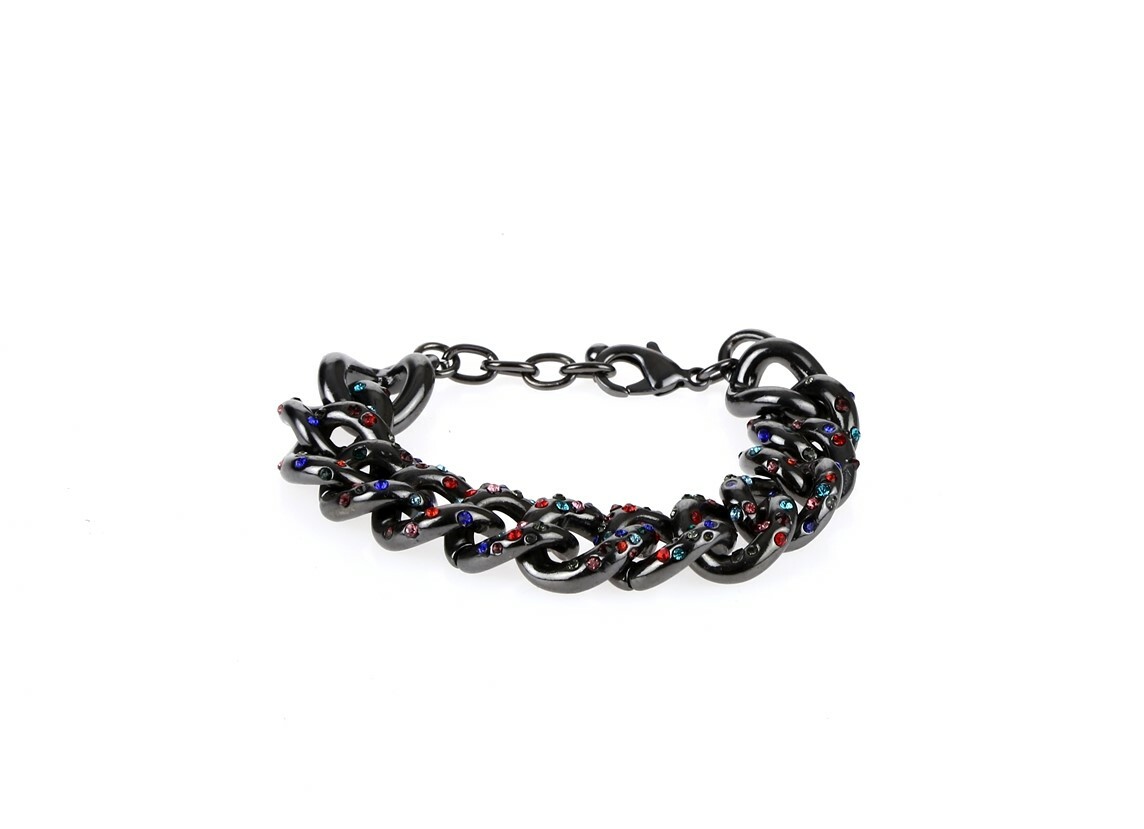 Nordstrom Women's 127126 Encrusted Link Gunmetal Bracelet $48