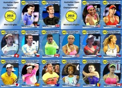 Australian Open 2015 Tennis Trading Cards Djokovic Murray Williams Sharapova