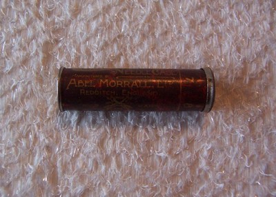 Antique Abel Morrall NEEDLE CASE Metal CROSS FOX Redditch England SHARPS Sewing