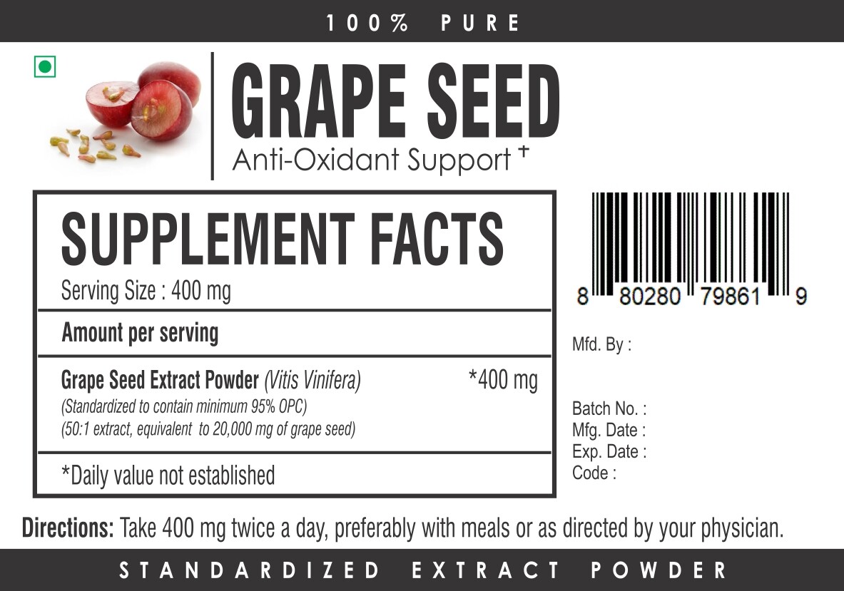 Grape Seed Extract Powder 120:1 High Strength 95% OPC Antioxidant & Resveratrol - Picture 3 of 3