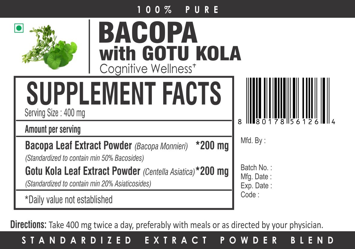 Cognitive Memory Brain Boost Enhance Support Nootropic Bacopa Gotu Kola Powder - Picture 3 of 3