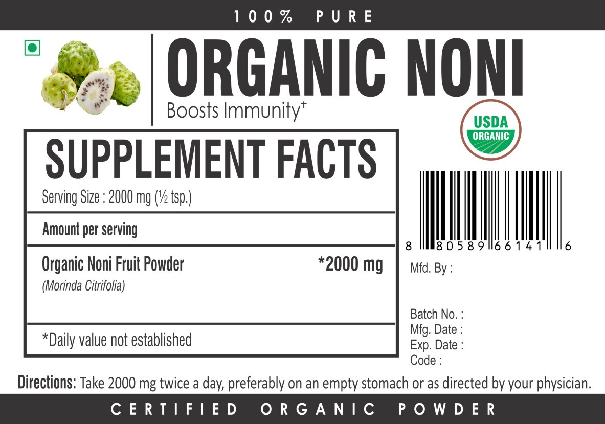 USDA Organic Noni Fruit Powder Morinda Citrifolia Antioxidant Energy Booster - Picture 3 of 3