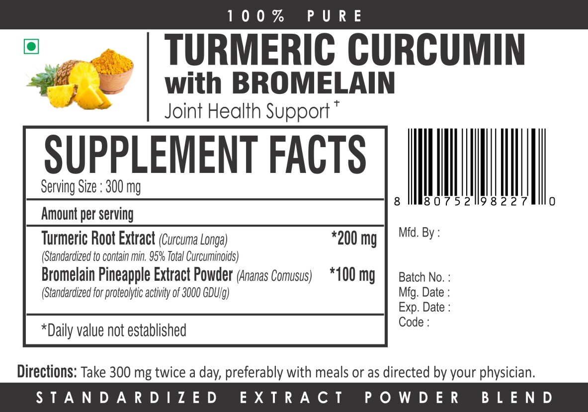 Joint Health Care Support Supplements with Turmeric Curcumin Bromelain Powder - Picture 3 of 3