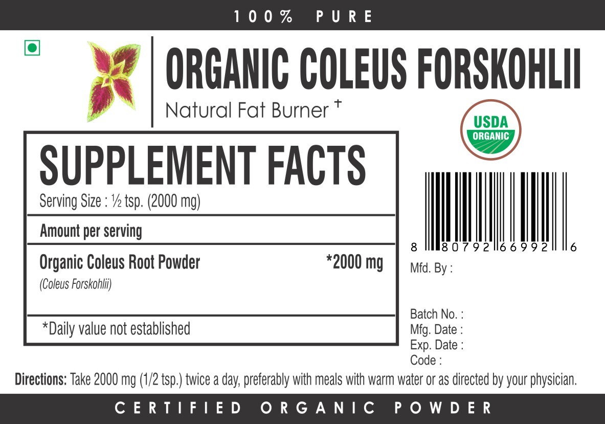 Coleus Forskohlii Powder Organic Forskolin POWERFUL Diet Weight Loss Fat Burner - Picture 3 of 3