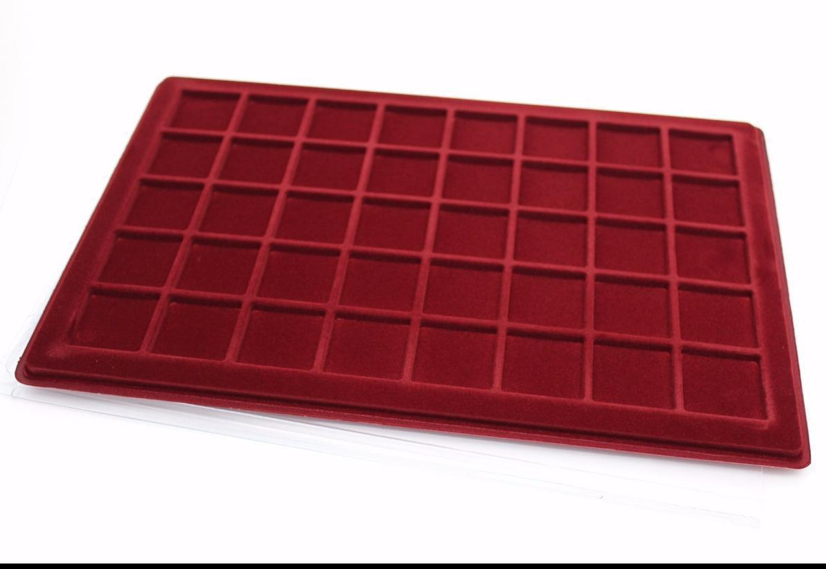 Red COIN TRAY for 50p, 2£ COINS or MEDALS Compartment Size 34x34mm