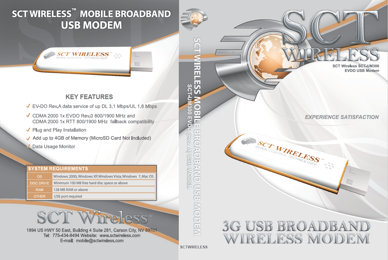 Unlocked SCT WIRELESS 3G CDMA Broadband USB Modem (Lot of 100)