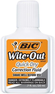 BIC Wite-Out Quick Dry Correction Fluid 20 ml 1 Pack New Free Shipping Easy Use