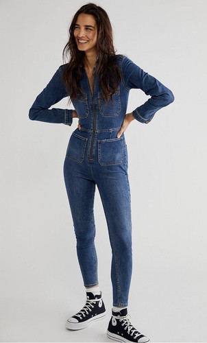 

Джинсовый комбинезон Free People Lennox, облегающий комбинезон $ 148  Rider Blue
