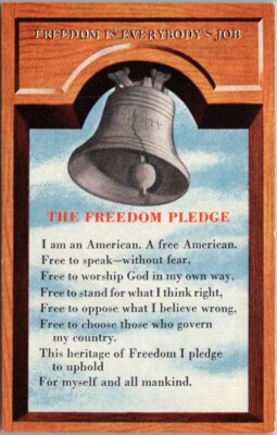 Vintage 1948 FREEDOM TRAIN Railroad Postcard ''The Freedom Pledge'' Liberty Bell