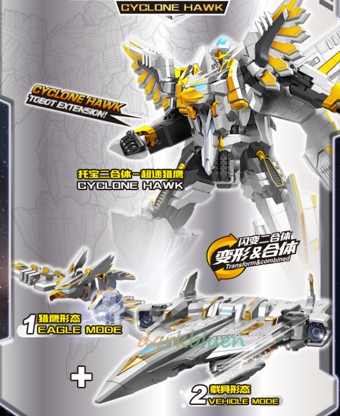 Tobot V GD Cyclone Hawk Combined Transforming Robot Vehicle Action Figure Toy