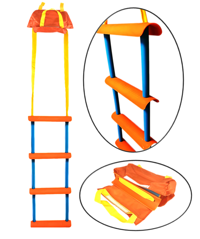 Pactrade Marine Emergency Kayak 4-Step Folding Ladder Bag (Orange)