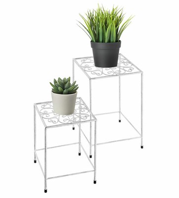 Pflanztische Set Säulentisch 2er-Set Satztisch Pflanztisch Metall Blumentisch