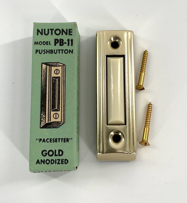 NuTone Push Button Door Bell PB-11 Gold Anodized - Vintage NOS